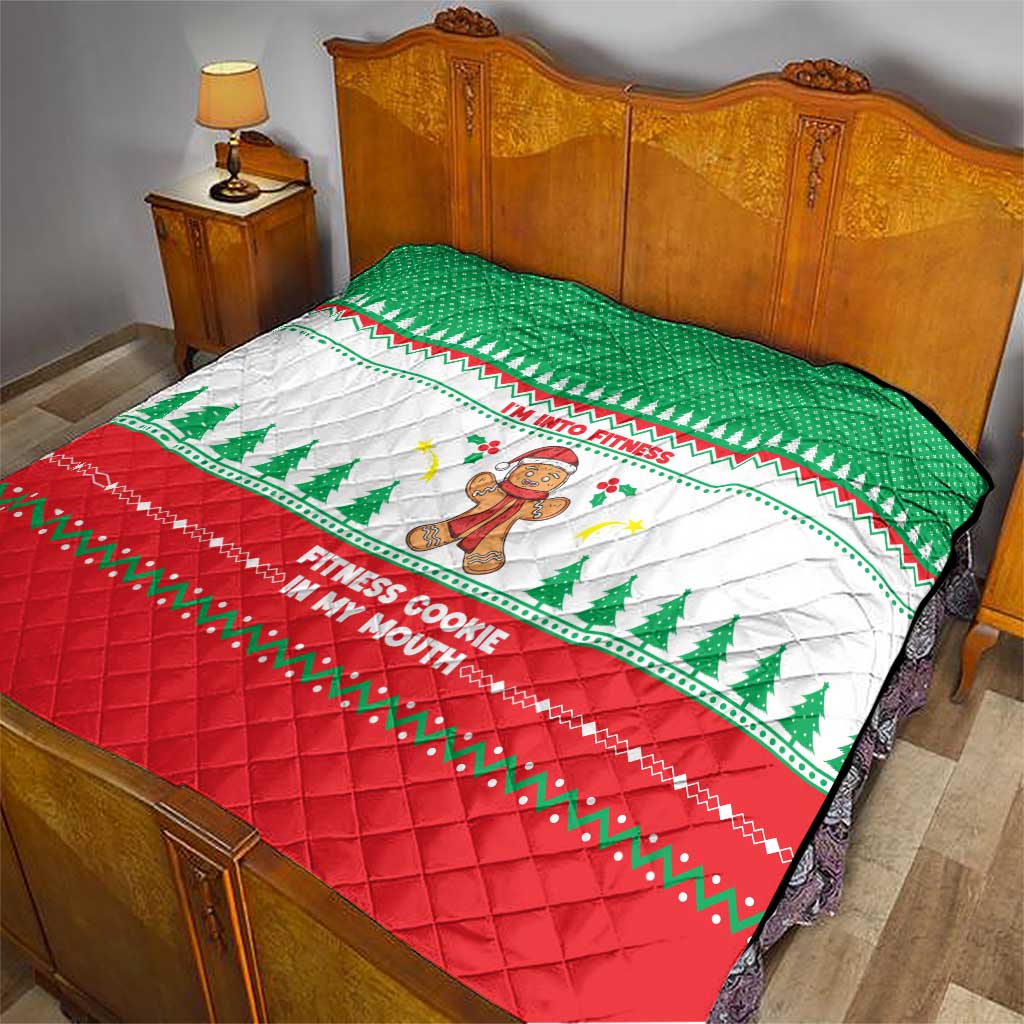 Funny Fitness Cookie Christmas Quilt with Gingerbread Design and Holiday Pattern - Wonder Print Shop