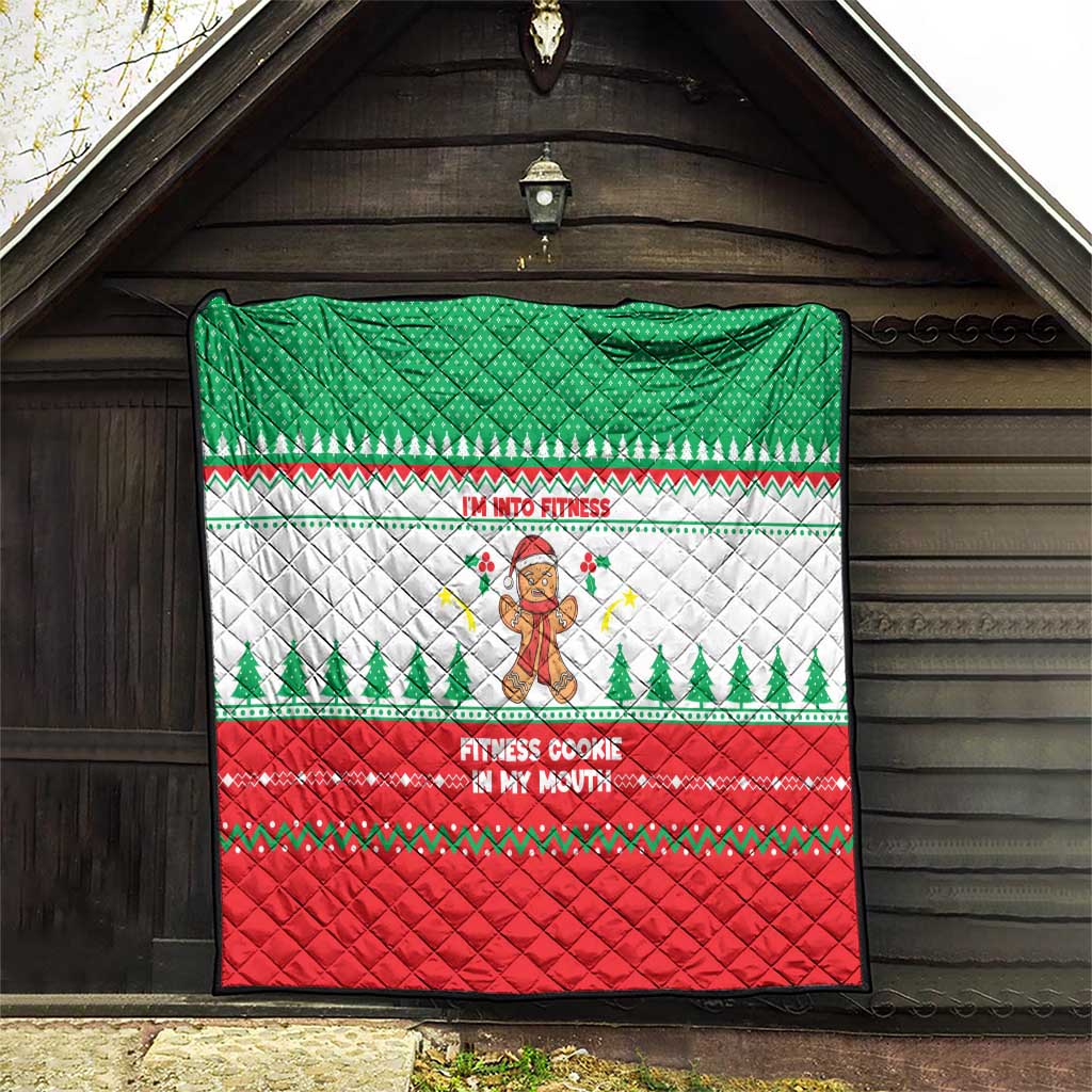 Funny Fitness Cookie Christmas Quilt with Gingerbread Design and Holiday Pattern - Wonder Print Shop