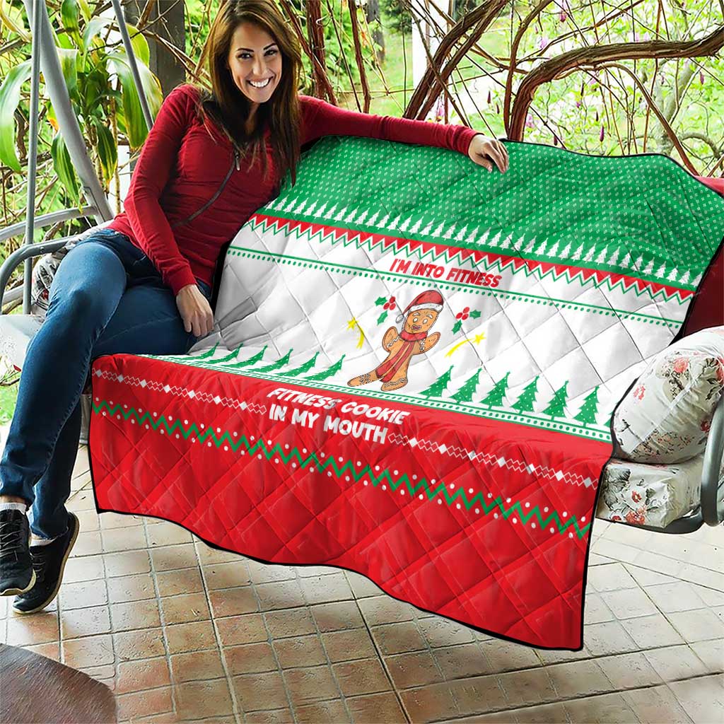 Funny Fitness Cookie Christmas Quilt with Gingerbread Design and Holiday Pattern - Wonder Print Shop