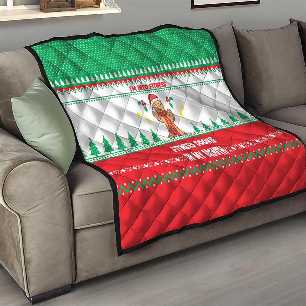 Funny Fitness Cookie Christmas Quilt with Gingerbread Design and Holiday Pattern - Wonder Print Shop
