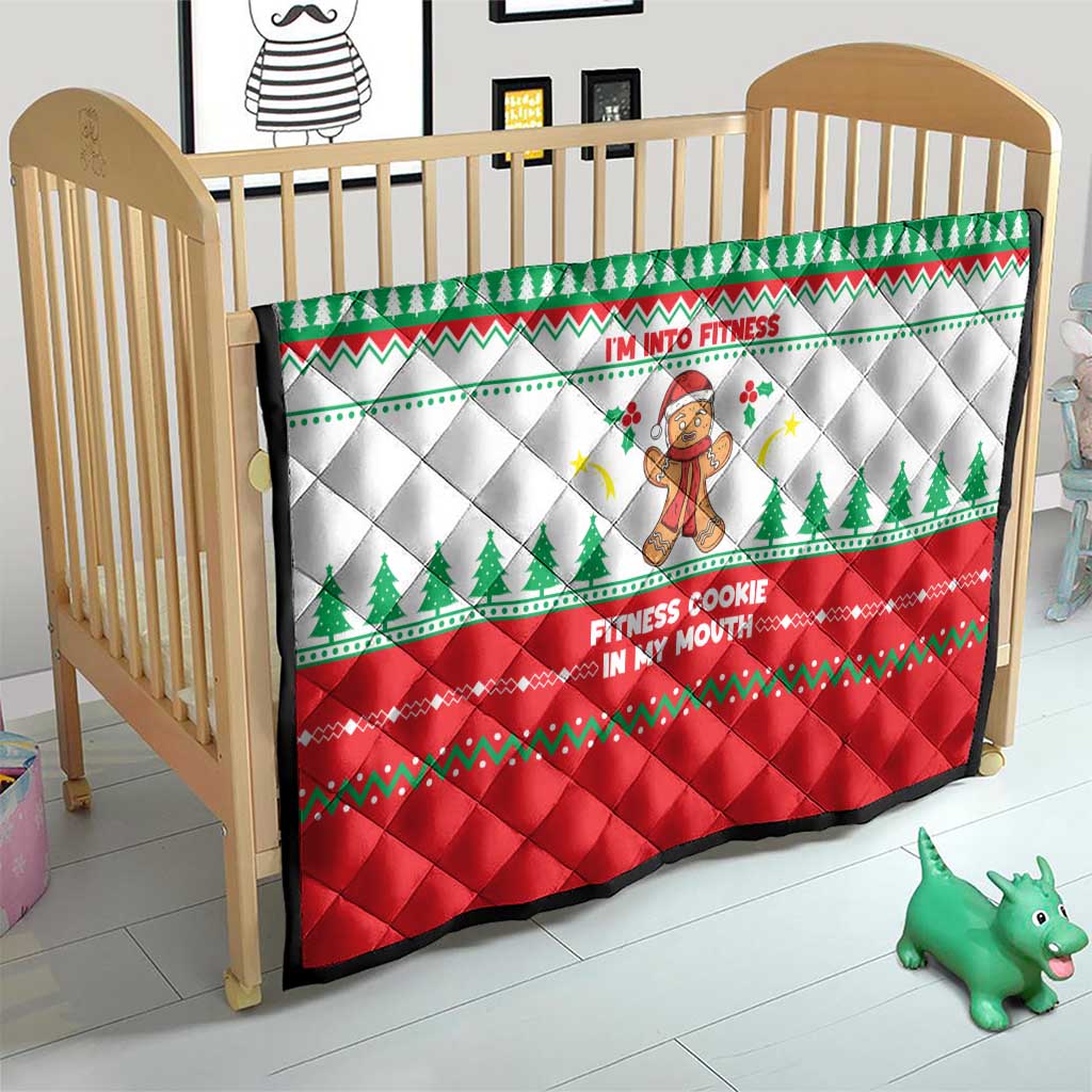 Funny Fitness Cookie Christmas Quilt with Gingerbread Design and Holiday Pattern - Wonder Print Shop