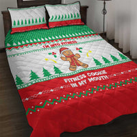 Funny Fitness Cookie Christmas Quilt Bed Set with Gingerbread Design and Holiday Pattern - Wonder Print Shop