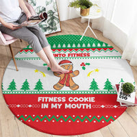 Funny Fitness Cookie Christmas Round Carpet with Gingerbread Design and Holiday Pattern - Wonder Print Shop