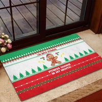 Funny Fitness Cookie Christmas Rubber Doormat with Gingerbread Design and Holiday Pattern - Wonder Print Shop