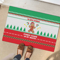 Funny Fitness Cookie Christmas Rubber Doormat with Gingerbread Design and Holiday Pattern - Wonder Print Shop