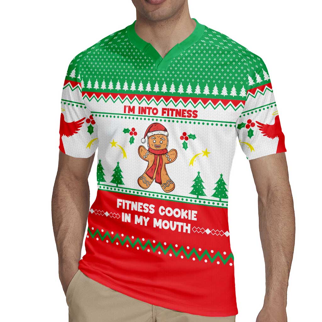 Funny Fitness Cookie Christmas Rugby Jersey with Gingerbread Design and Holiday Pattern - Wonder Print Shop