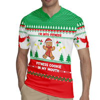 Funny Fitness Cookie Christmas Rugby Jersey with Gingerbread Design and Holiday Pattern - Wonder Print Shop