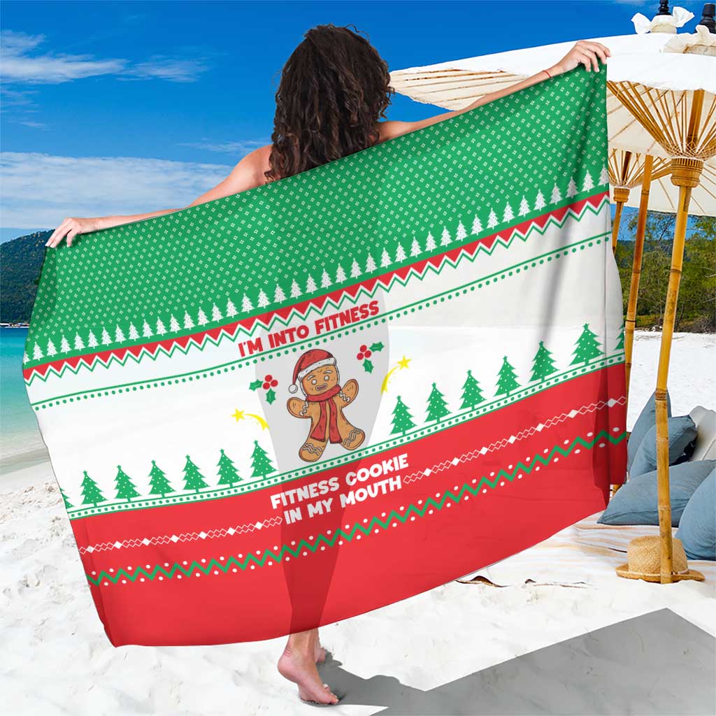Funny Fitness Cookie Christmas Sarong with Gingerbread Design and Holiday Pattern - Wonder Print Shop