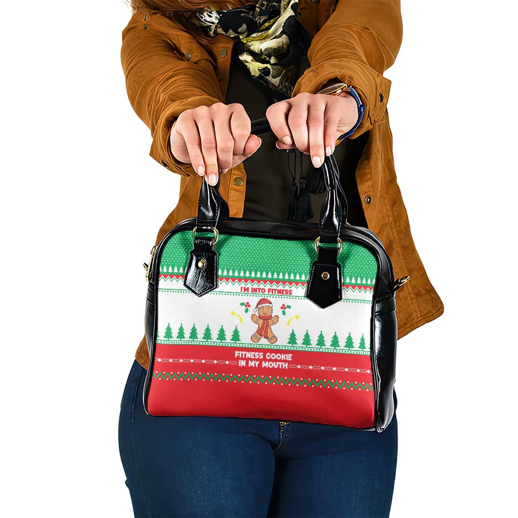 Funny Fitness Cookie Christmas Shoulder Handbag with Gingerbread Design and Holiday Pattern - Wonder Print Shop
