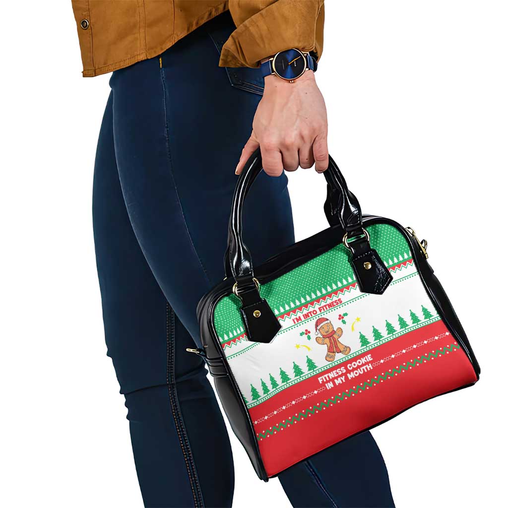 Funny Fitness Cookie Christmas Shoulder Handbag with Gingerbread Design and Holiday Pattern - Wonder Print Shop