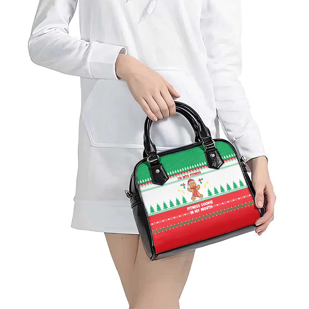 Funny Fitness Cookie Christmas Shoulder Handbag with Gingerbread Design and Holiday Pattern - Wonder Print Shop