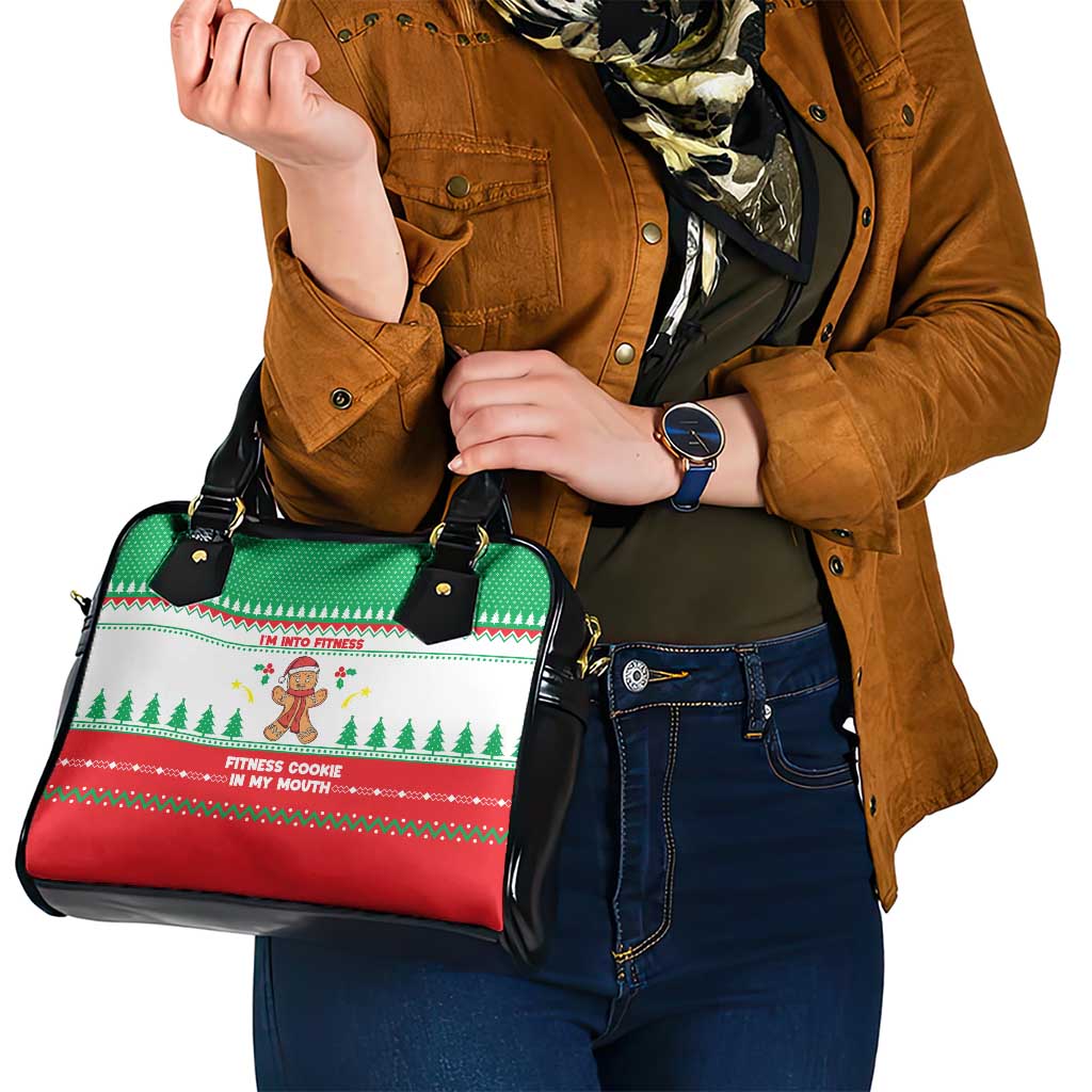 Funny Fitness Cookie Christmas Shoulder Handbag with Gingerbread Design and Holiday Pattern - Wonder Print Shop