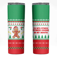 Funny Fitness Cookie Christmas Skinny Tumbler with Gingerbread Design and Holiday Pattern - Wonder Print Shop