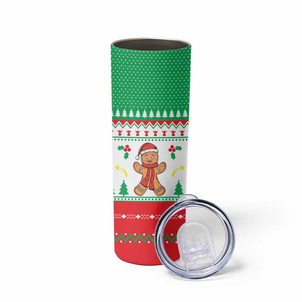 Funny Fitness Cookie Christmas Skinny Tumbler with Gingerbread Design and Holiday Pattern - Wonder Print Shop