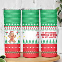 Funny Fitness Cookie Christmas Skinny Tumbler with Gingerbread Design and Holiday Pattern - Wonder Print Shop