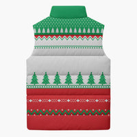 Funny Fitness Cookie Christmas Sleeveless Puffer Jacket with Gingerbread Design and Holiday Pattern - Wonder Print Shop