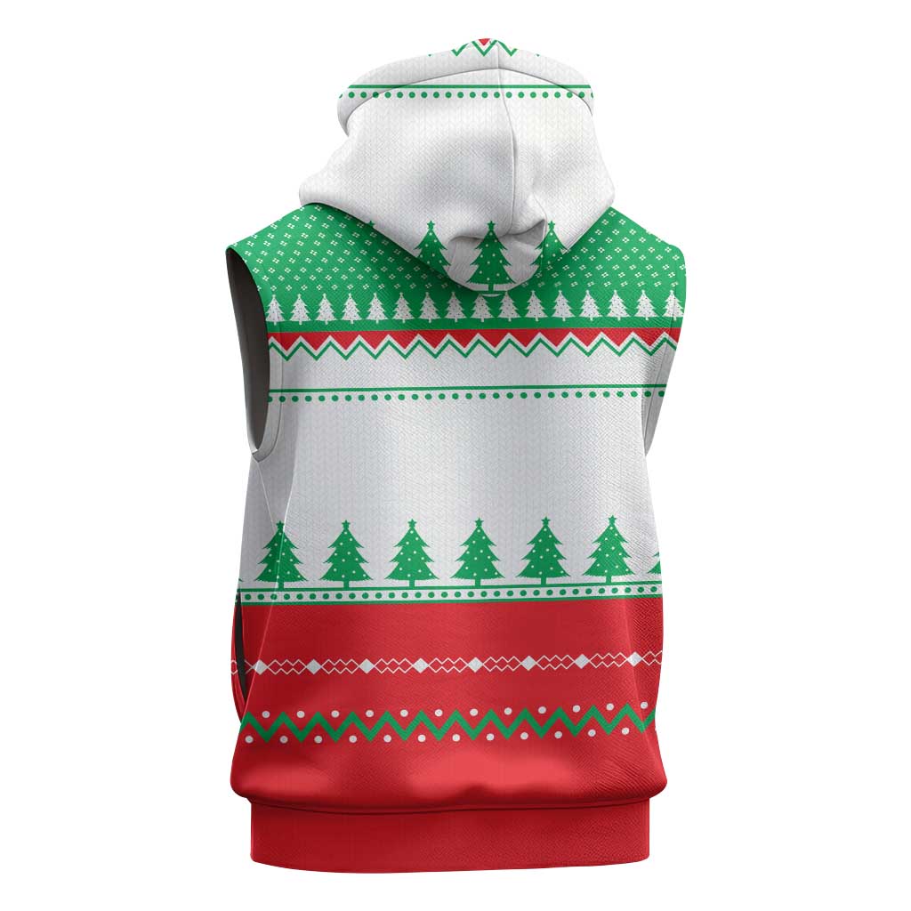 Funny Fitness Cookie Christmas Sleeveless Zip Hoodie with Gingerbread Design and Holiday Pattern - Wonder Print Shop