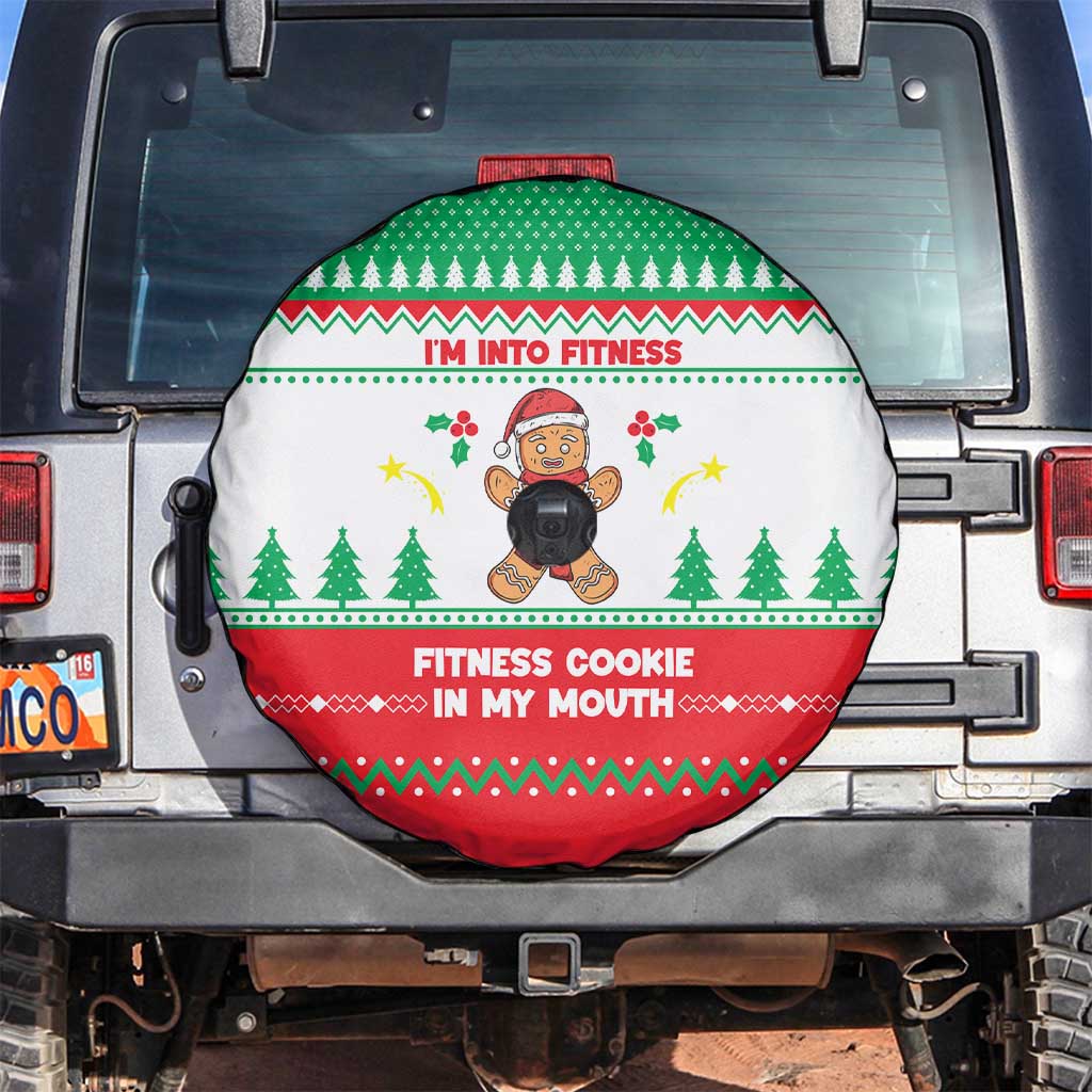 Funny Fitness Cookie Christmas Spare Tire Cover with Gingerbread Design and Holiday Pattern - Wonder Print Shop