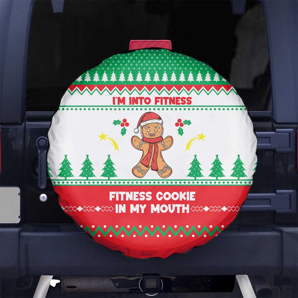 Funny Fitness Cookie Christmas Spare Tire Cover with Gingerbread Design and Holiday Pattern - Wonder Print Shop