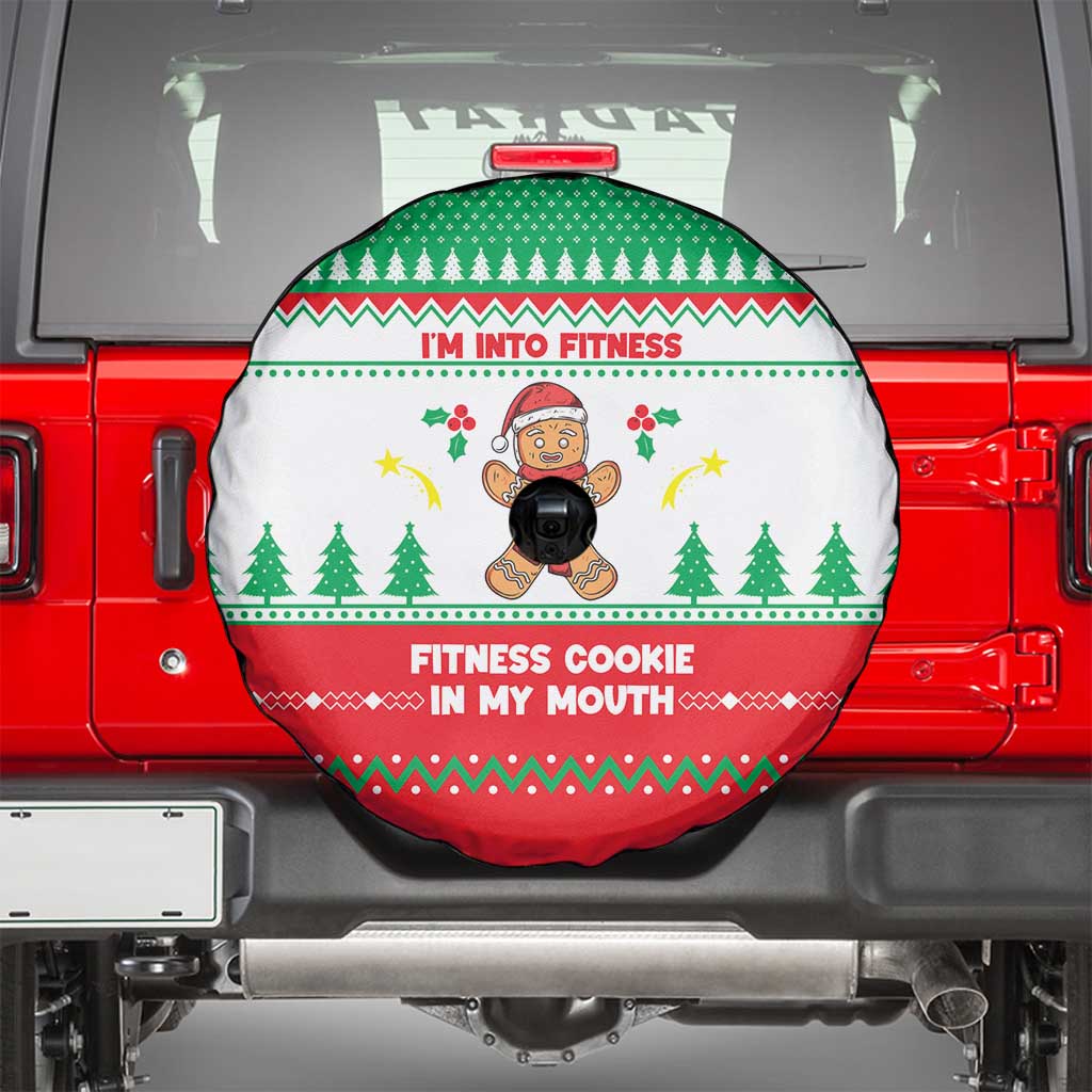 Funny Fitness Cookie Christmas Spare Tire Cover with Gingerbread Design and Holiday Pattern - Wonder Print Shop