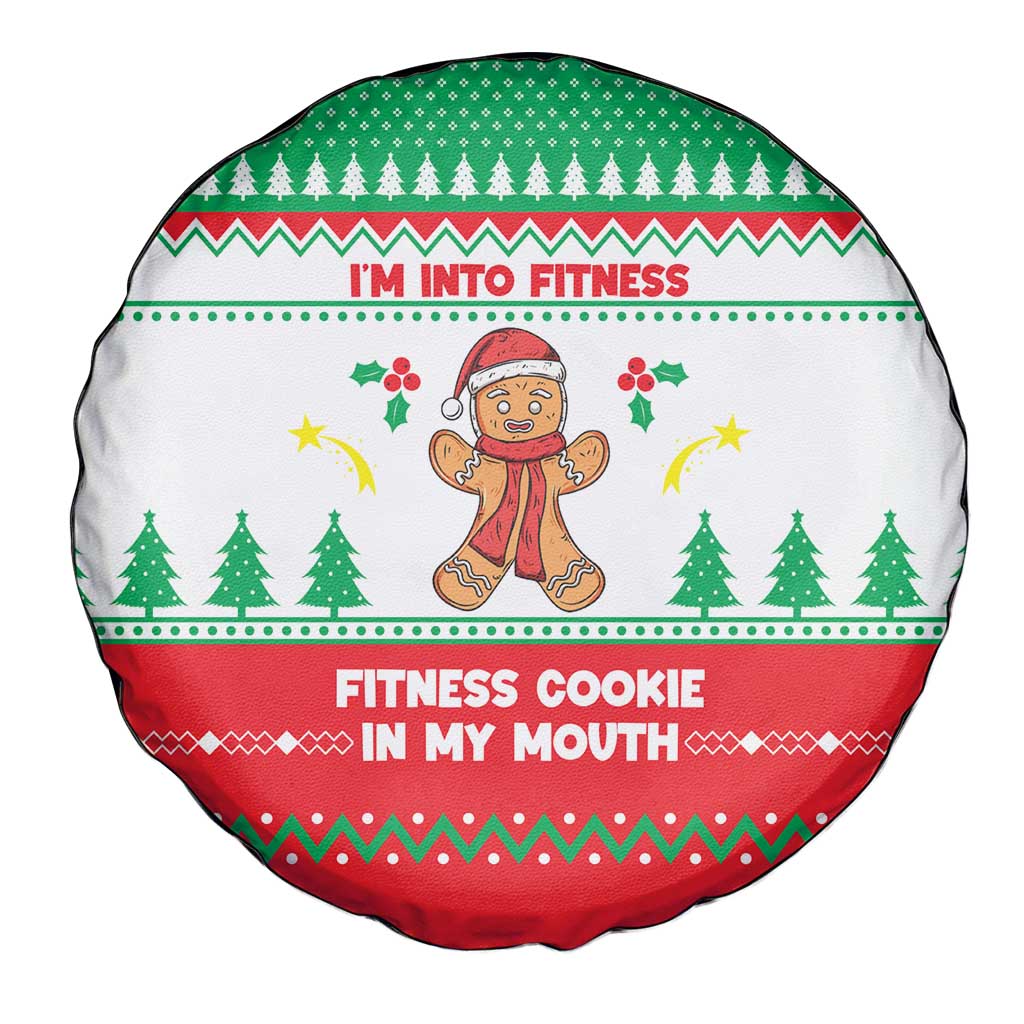 Funny Fitness Cookie Christmas Spare Tire Cover with Gingerbread Design and Holiday Pattern - Wonder Print Shop