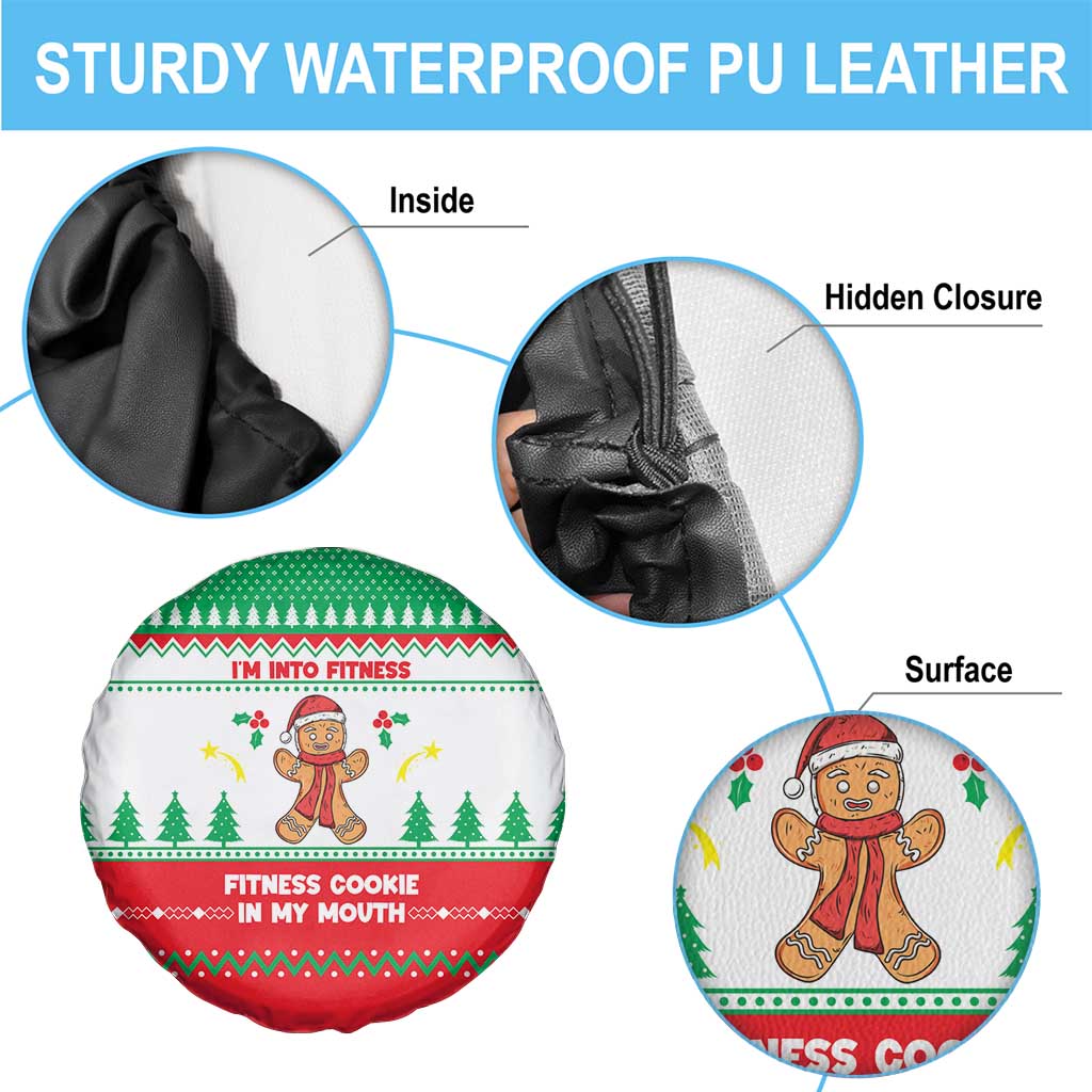 Funny Fitness Cookie Christmas Spare Tire Cover with Gingerbread Design and Holiday Pattern - Wonder Print Shop