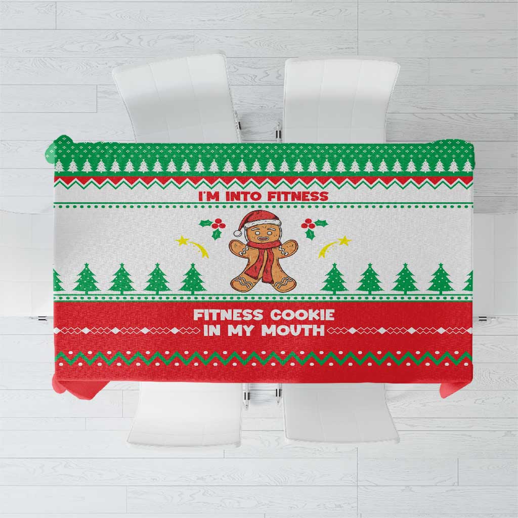 Funny Fitness Cookie Christmas Tablecloth with Gingerbread Design and Holiday Pattern - Wonder Print Shop