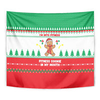 Funny Fitness Cookie Christmas Tapestry with Gingerbread Design and Holiday Pattern - Wonder Print Shop