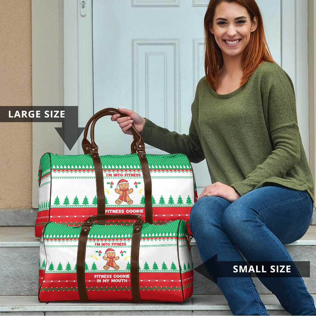 Funny Fitness Cookie Christmas Travel Bag with Gingerbread Design and Holiday Pattern - Wonder Print Shop