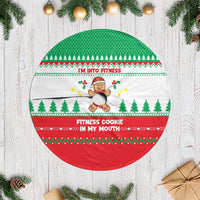 Funny Fitness Cookie Christmas Tree Skirt with Gingerbread Design and Holiday Pattern - Wonder Print Shop