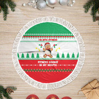Funny Fitness Cookie Christmas Tree Skirt with Gingerbread Design and Holiday Pattern - Wonder Print Shop