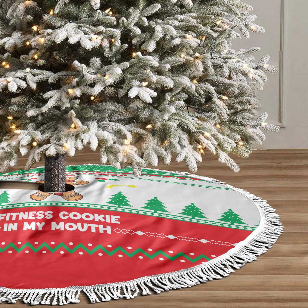 Funny Fitness Cookie Christmas Tree Skirt with Gingerbread Design and Holiday Pattern - Wonder Print Shop