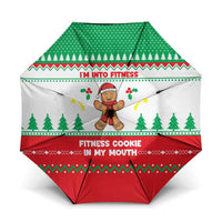 Funny Fitness Cookie Christmas Umbrella with Gingerbread Design and Holiday Pattern - Wonder Print Shop