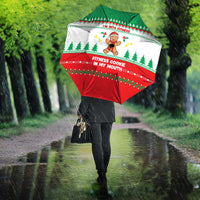 Funny Fitness Cookie Christmas Umbrella with Gingerbread Design and Holiday Pattern - Wonder Print Shop
