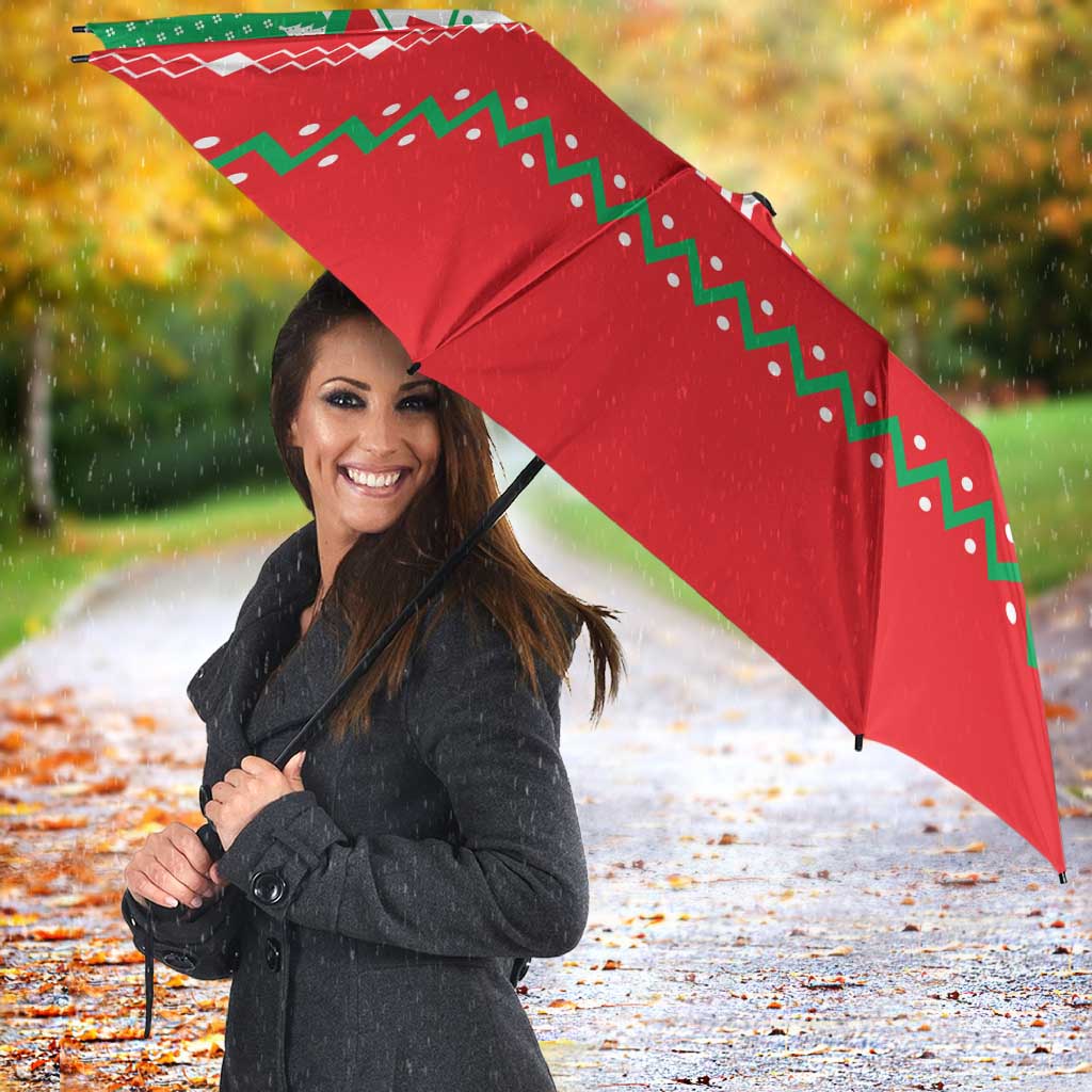 Funny Fitness Cookie Christmas Umbrella with Gingerbread Design and Holiday Pattern - Wonder Print Shop