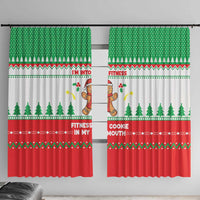 Funny Fitness Cookie Christmas Window Curtain with Gingerbread Design and Holiday Pattern - Wonder Print Shop