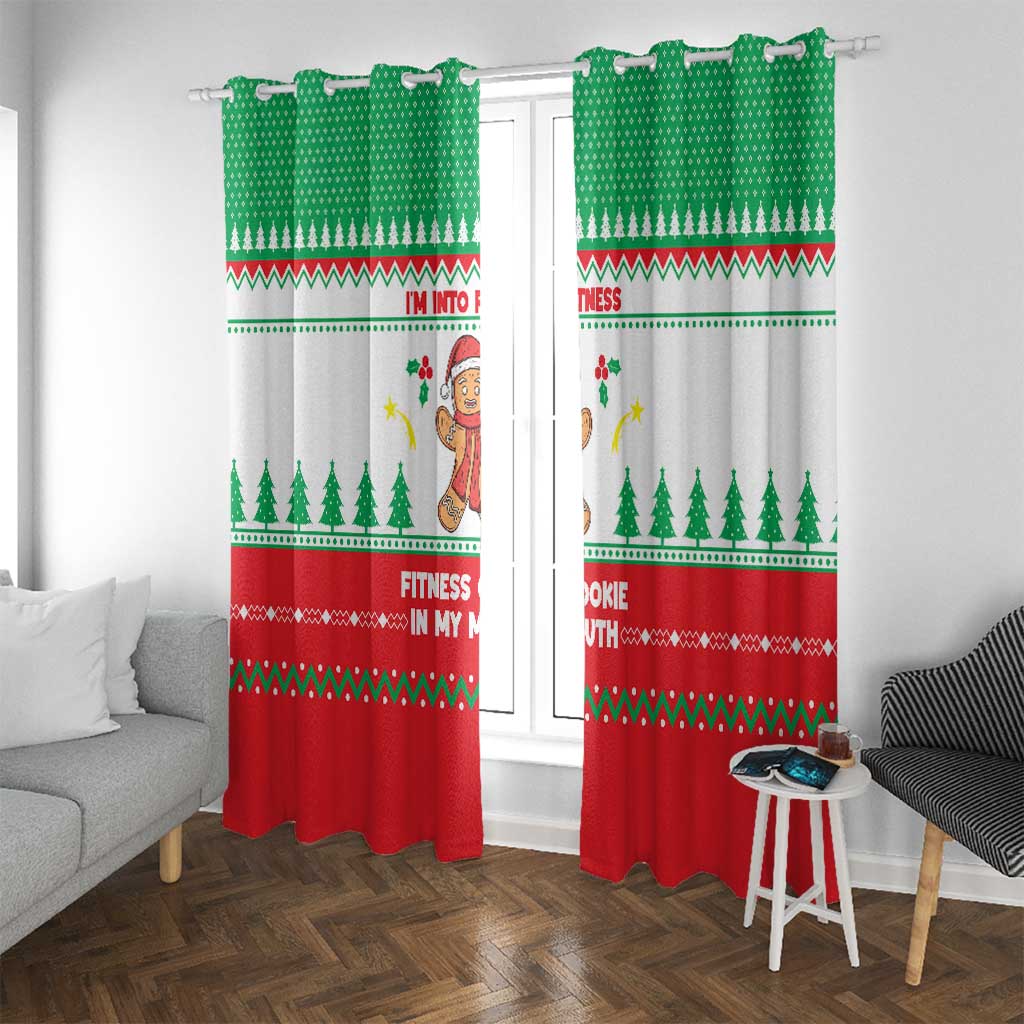 Funny Fitness Cookie Christmas Window Curtain with Gingerbread Design and Holiday Pattern - Wonder Print Shop