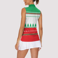 Funny Fitness Cookie Christmas Women Sleeveless Polo Shirt with Gingerbread Design and Holiday Pattern - Wonder Print Shop