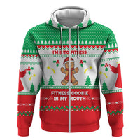Funny Fitness Cookie Christmas Zip Hoodie with Gingerbread Design and Holiday Pattern - Wonder Print Shop
