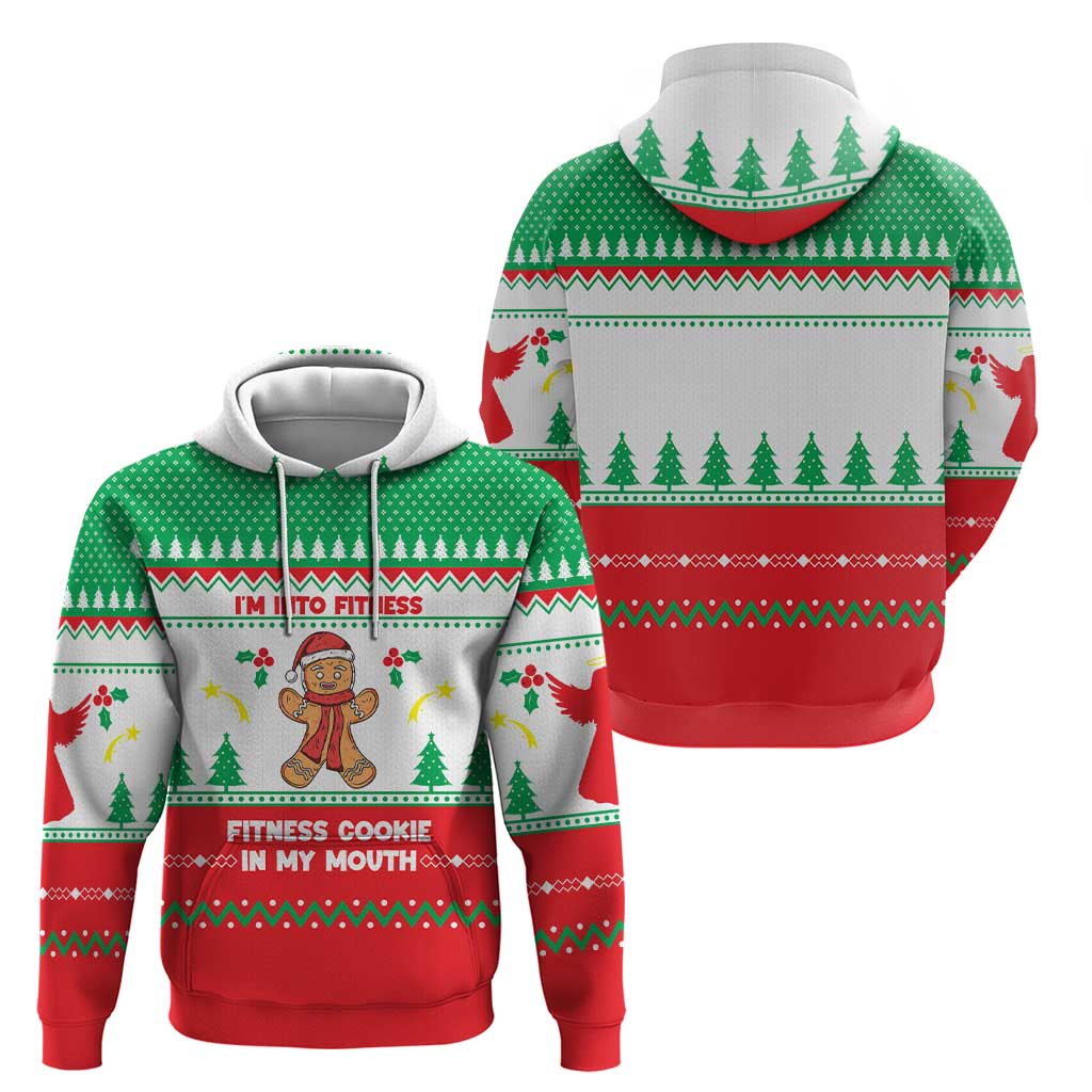 Funny Fitness Cookie Christmas Zip Hoodie with Gingerbread Design and Holiday Pattern - Wonder Print Shop