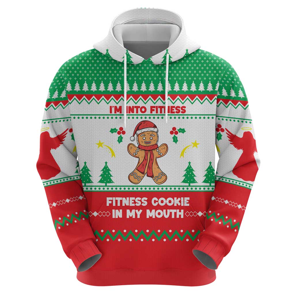 Funny Fitness Cookie Christmas Zip Hoodie with Gingerbread Design and Holiday Pattern - Wonder Print Shop