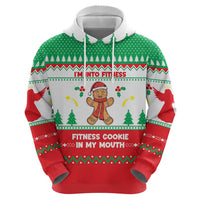 Funny Fitness Cookie Christmas Zip Hoodie with Gingerbread Design and Holiday Pattern - Wonder Print Shop