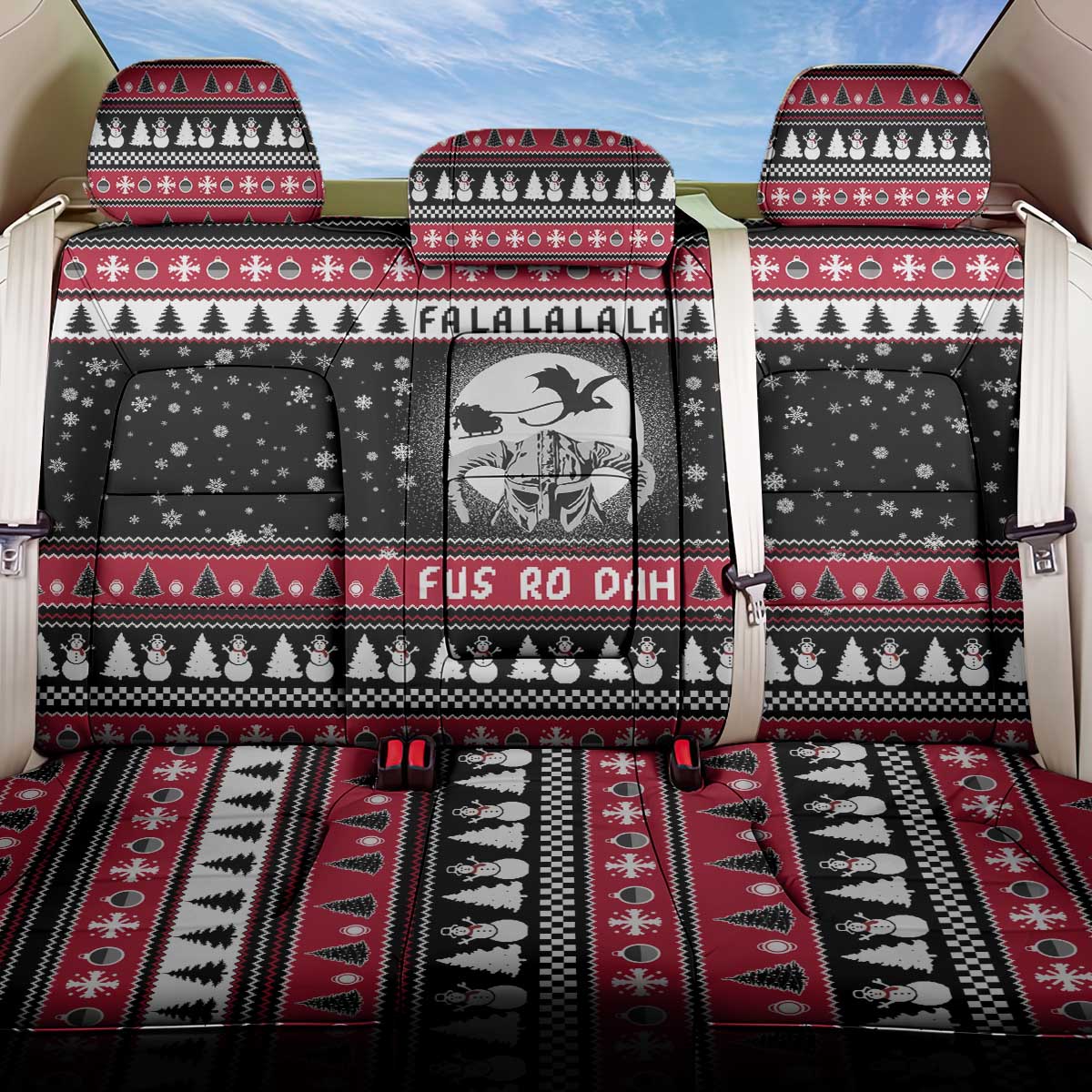 Fa La La La Snowman Tree Xmas Christmas Back Car Seat Cover Xmas Holiday Patterns - Wonder Print Shop