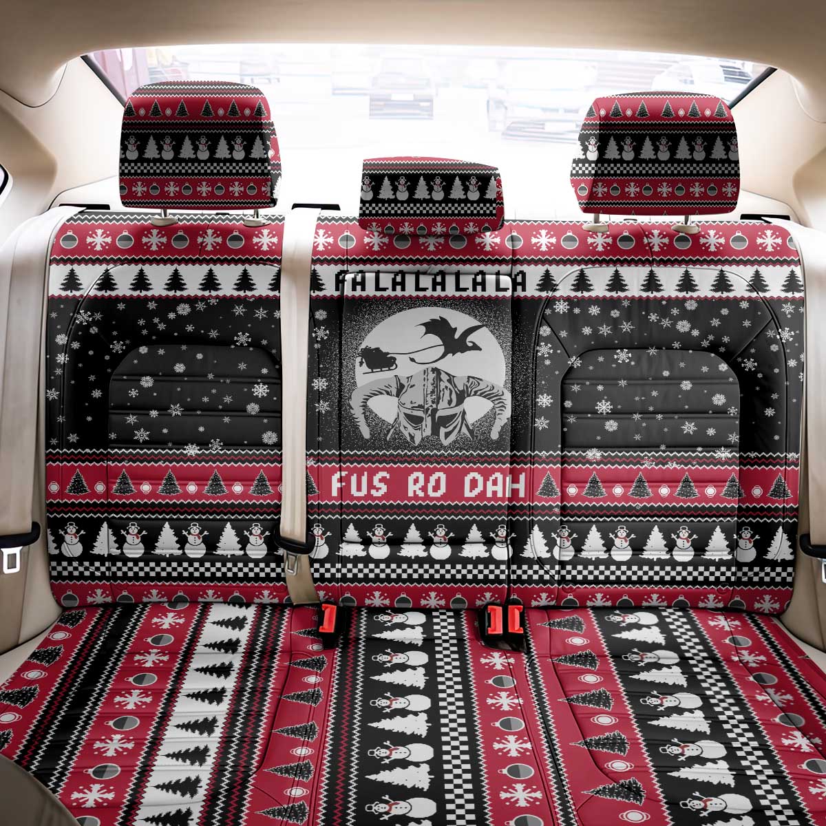 Fa La La La Snowman Tree Xmas Christmas Back Car Seat Cover Xmas Holiday Patterns - Wonder Print Shop