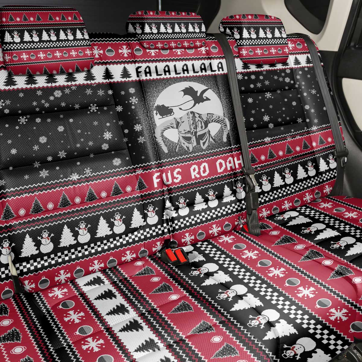 Fa La La La Snowman Tree Xmas Christmas Back Car Seat Cover Xmas Holiday Patterns - Wonder Print Shop