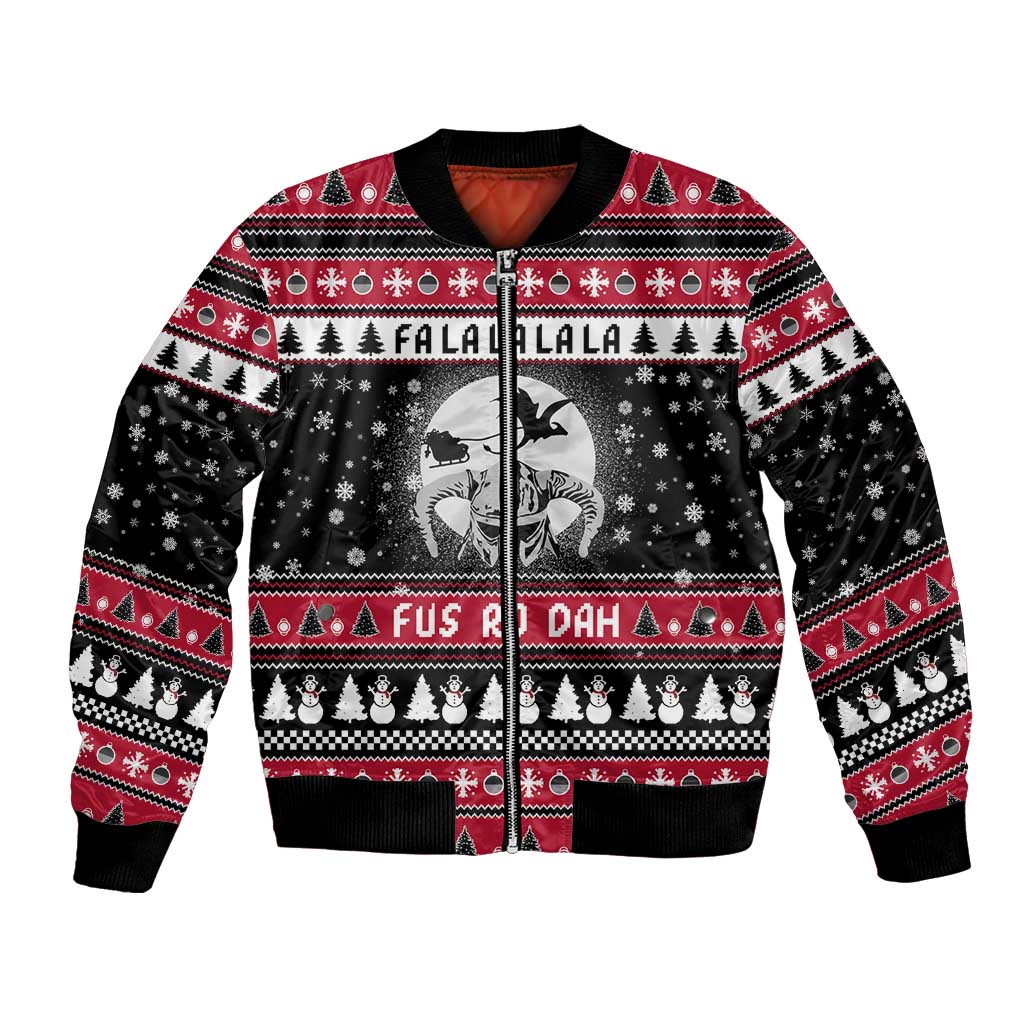 Fa La La La Snowman Tree Xmas Christmas Bomber Jacket Xmas Holiday Patterns - Wonder Print Shop