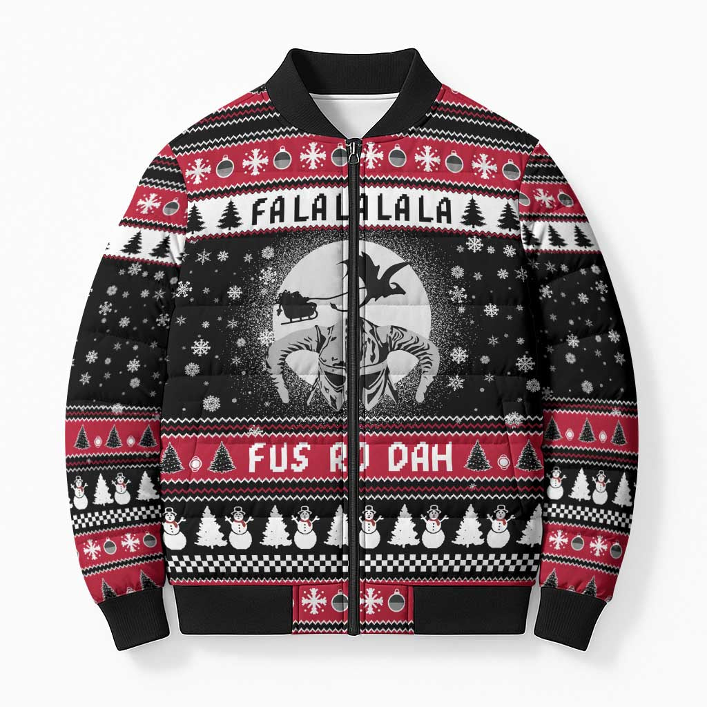 Fa La La La Snowman Tree Xmas Christmas Bomber Puffer Jacket Xmas Holiday Patterns - Wonder Print Shop