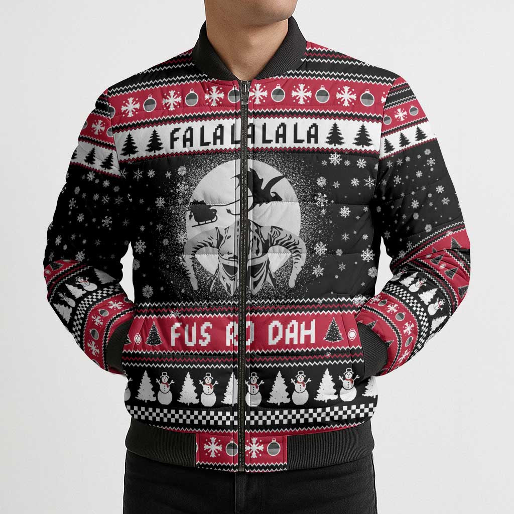 Fa La La La Snowman Tree Xmas Christmas Bomber Puffer Jacket Xmas Holiday Patterns - Wonder Print Shop