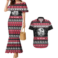 Fa La La La Snowman Tree Xmas Christmas Couples Matching Mermaid Dress and Hawaiian Shirt Xmas Holiday Patterns - Wonder Print Shop