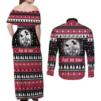 Fa La La La Snowman Tree Xmas Christmas Couples Matching Off Shoulder Maxi Dress and Long Sleeve Button Shirt Xmas Holiday Patterns - Wonder Print Shop